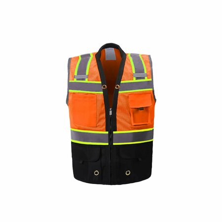 2W INTERNATIONAL Orange/Black Premium Surveyor Vest SV344BKC-2